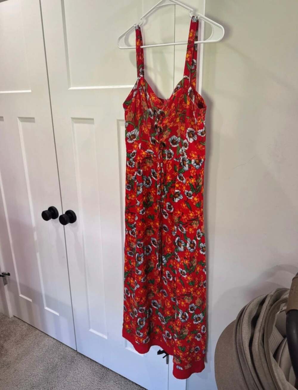 Sugarlips Maxi Dress Size L Red Floral Lace Up